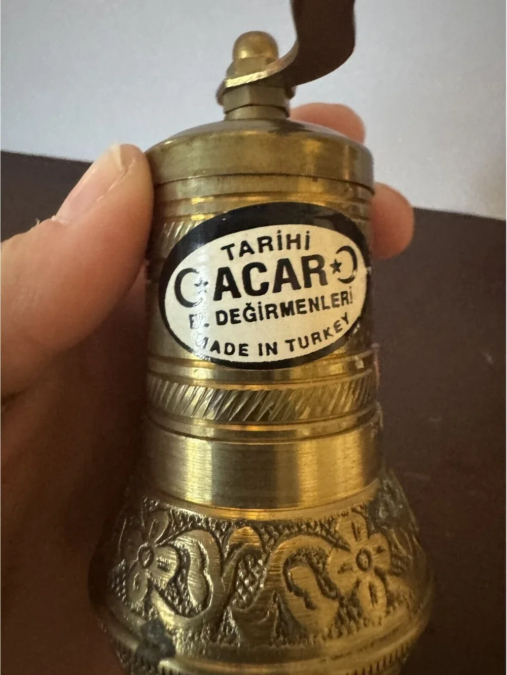 TARIHI Acar Brass Pepper/Spice Mill/ Grinder, Turkey, El Degirmenleri, (4''tall)